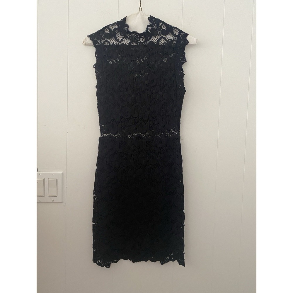 Nightcap by Carisa Rene Black French Lace Dress Mock Neck Sleeveless Size 1 (S)